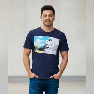 Y2K 90s CONVERSE ALL STAR HIGH TOP ATHLETIC  SHOES BLUE T-Shirt ADULT M MEDIUM